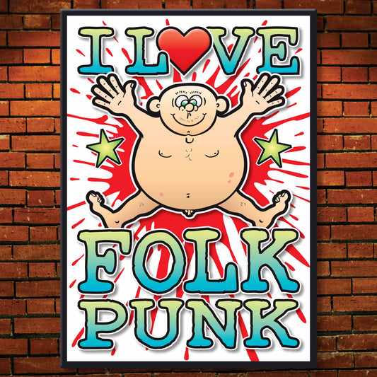 Folk Punk Art Print / Love Music Poster / Wall Décor / Rock Guru