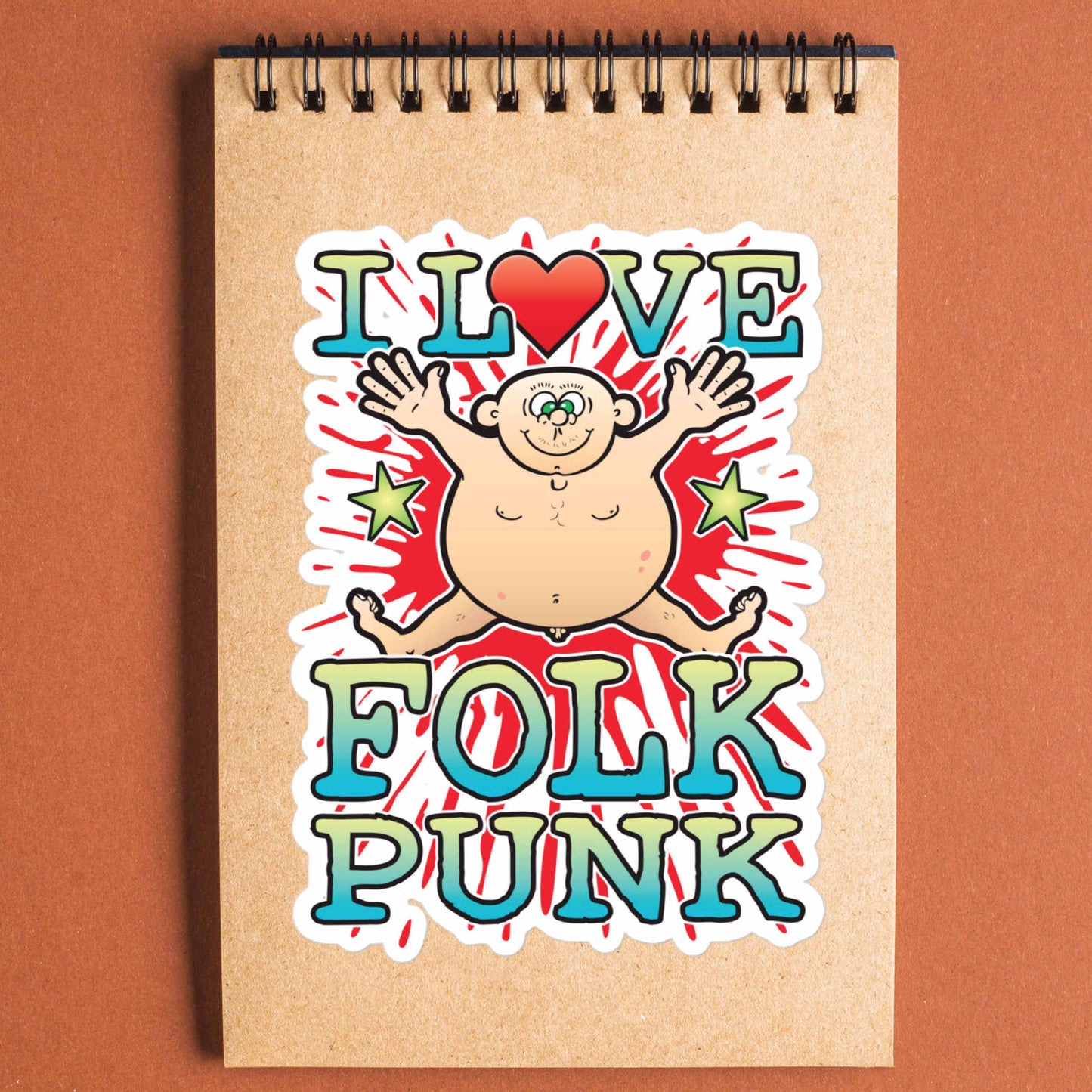 Folk Punk Vinyl Kiss-Cut Sticker / 14 x 10cm