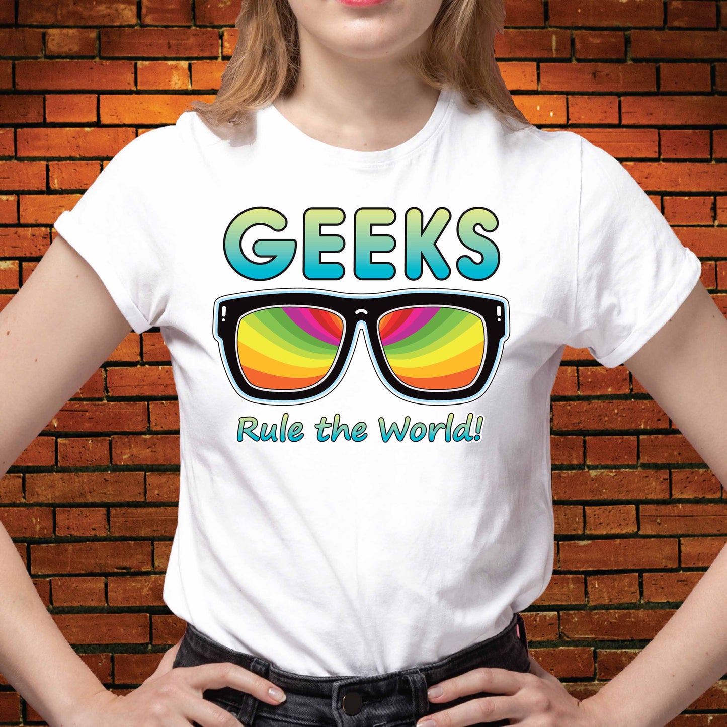 Geeks Rule Funny Slogan Cotton T-Shirt