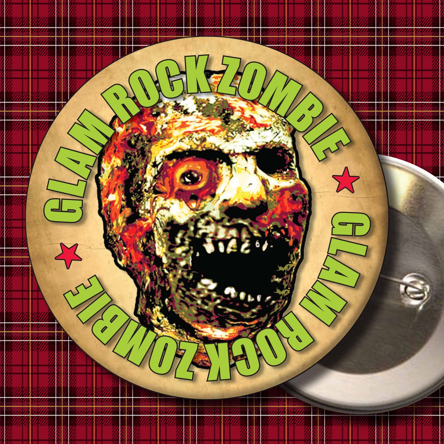 Glam Rock Zombie - Art Print + Birthday Card + Metal Pin Badge