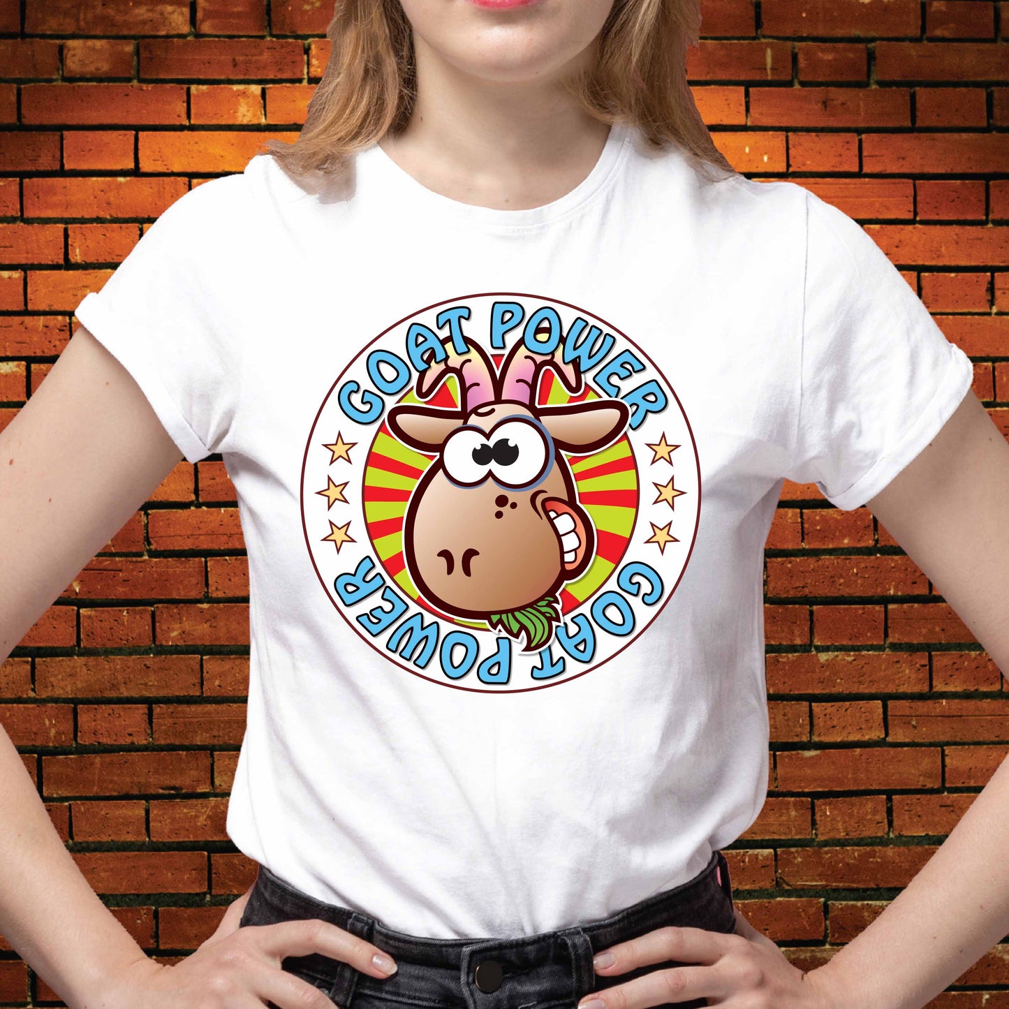 Goat Power Funny Slogan Cotton T-Shirt