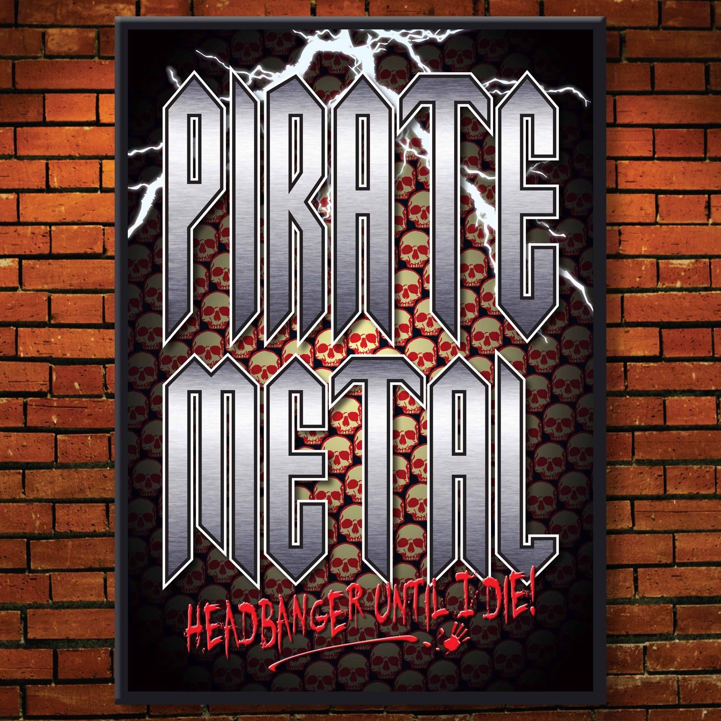 Pirate Metal Headbanger Art Print + Birthday / Greetings Card
