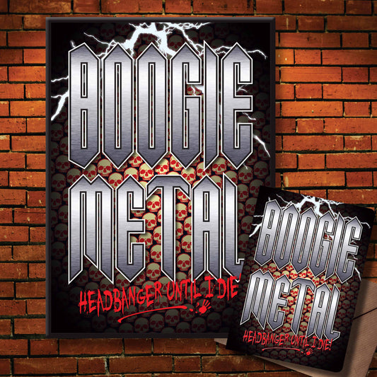 Boogie Metal Headbanger Art Print + Birthday / Greetings Card