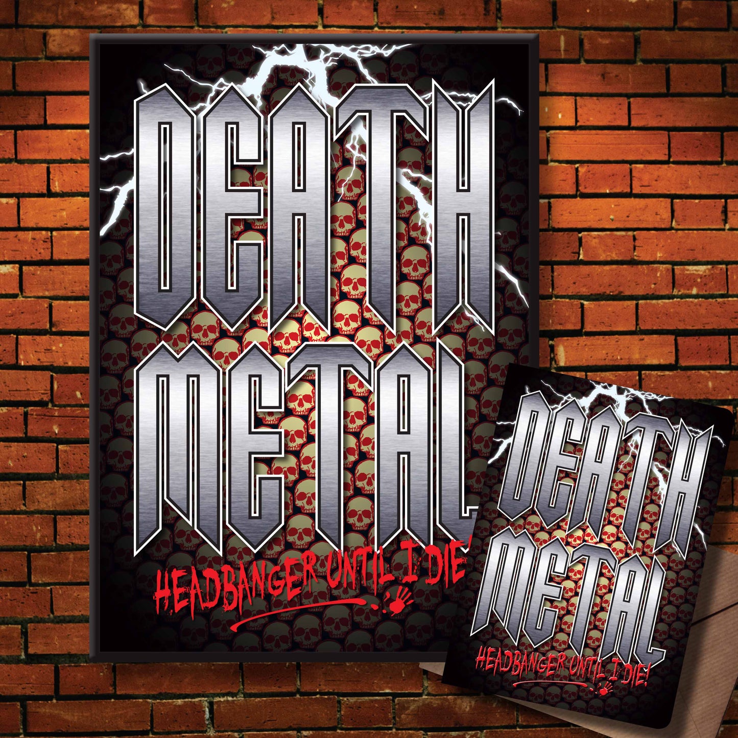 Death Metal Headbanger Art Print + Birthday / Greetings Card