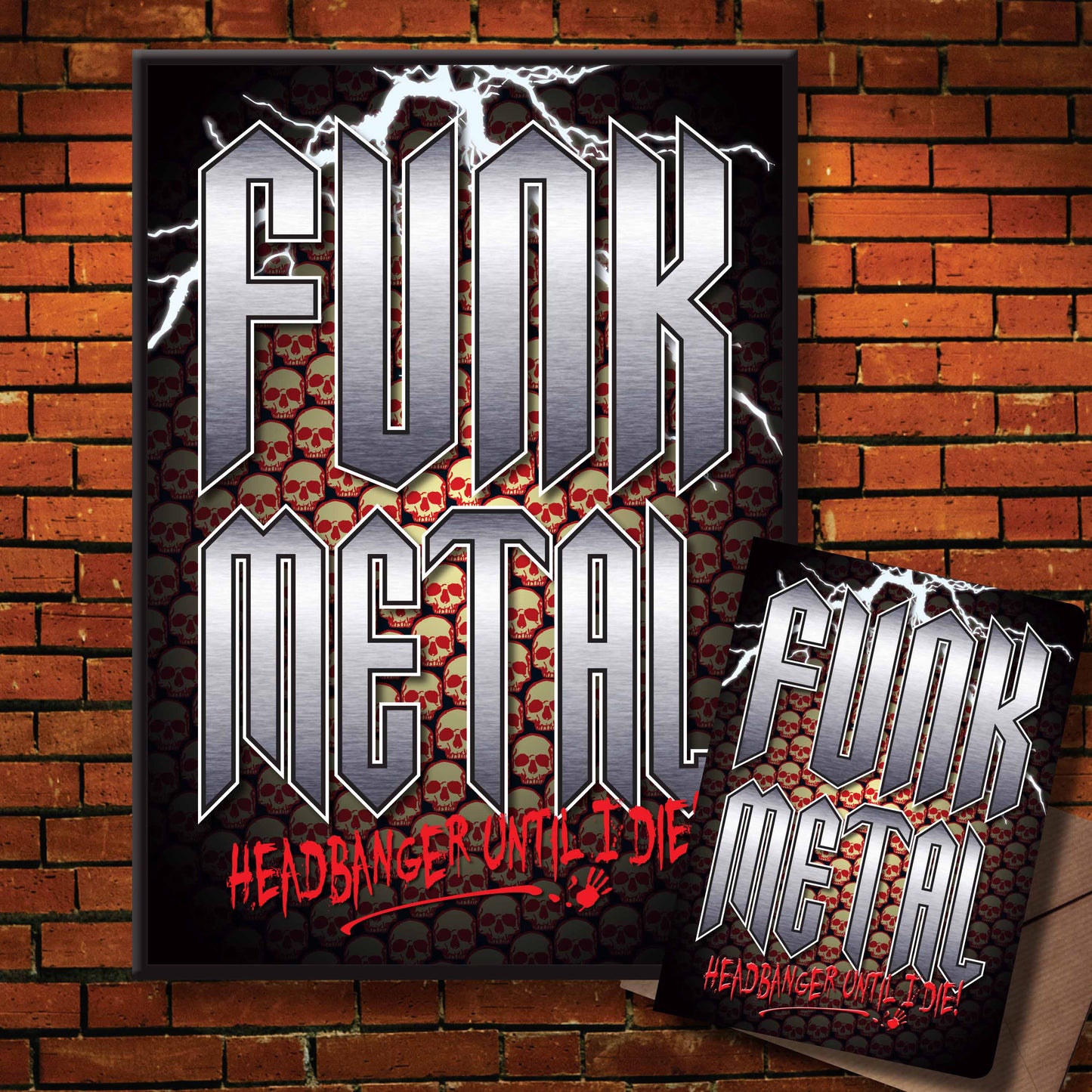 Funk Metal Headbanger Art Print + Birthday / Greetings Card