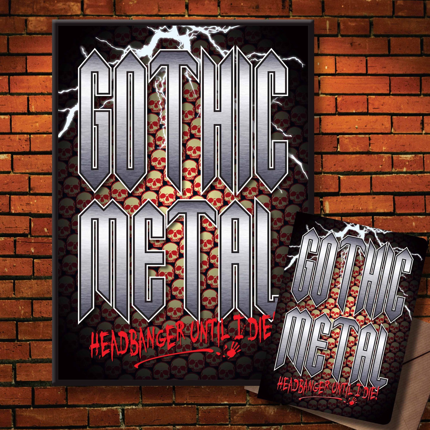 Gothic Metal Headbanger Art Print + Birthday / Greetings Card