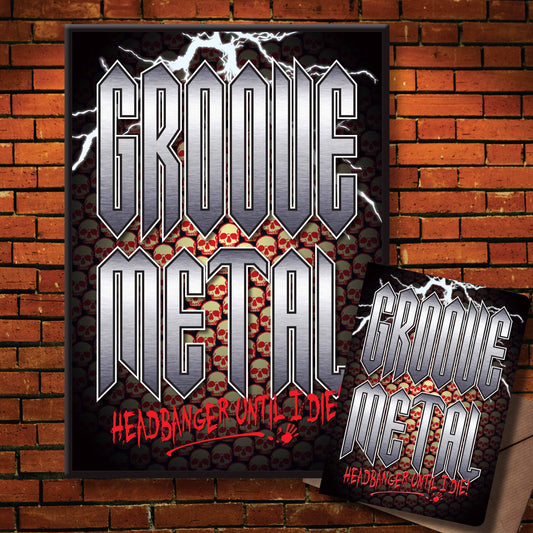 Groove Metal Headbanger Art Print + Birthday / Greetings Card