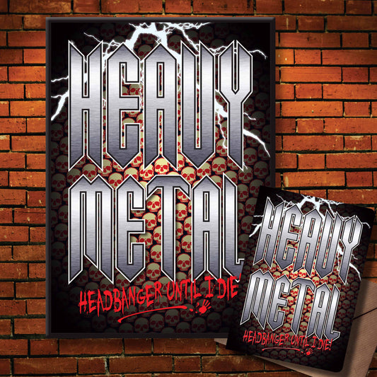 Heavy Metal Headbanger Art Print + Birthday / Greetings Card