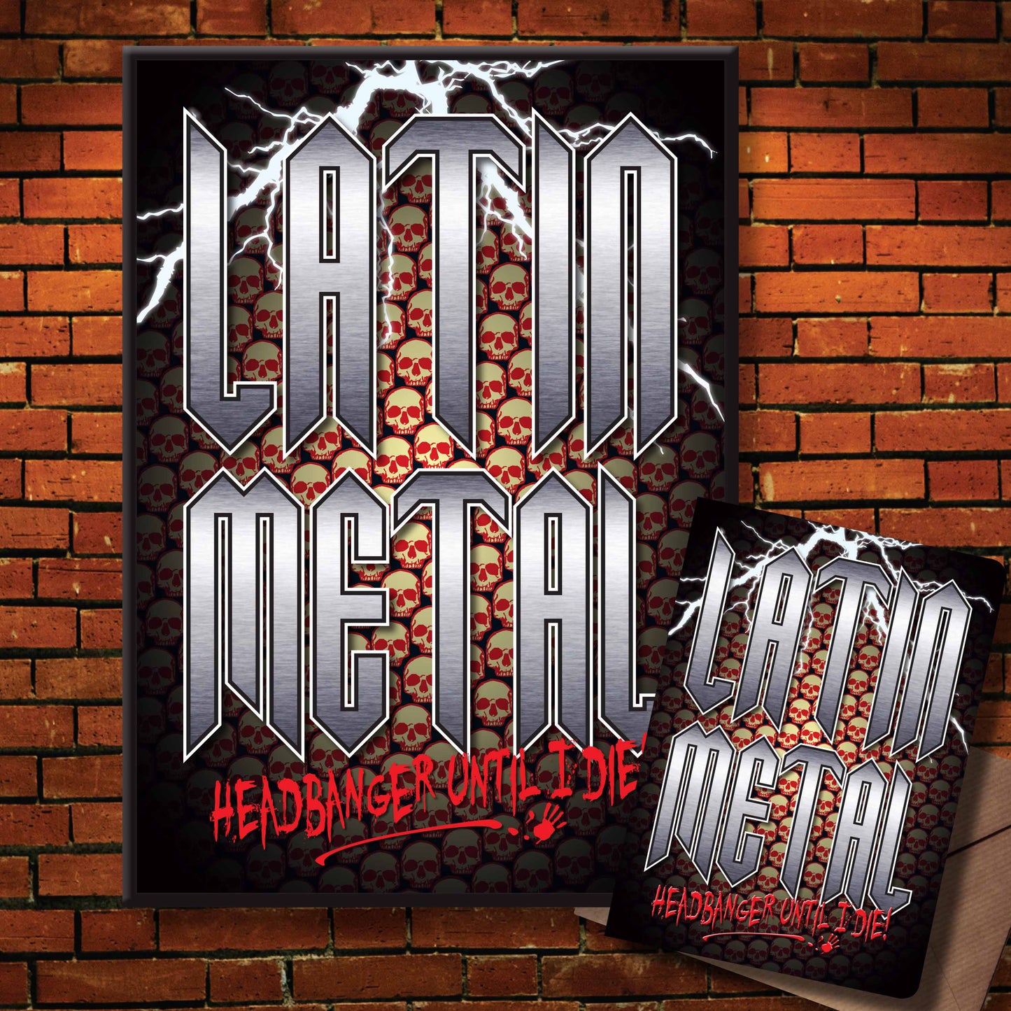 Latin Metal Headbanger Art Print + Birthday / Greetings Card