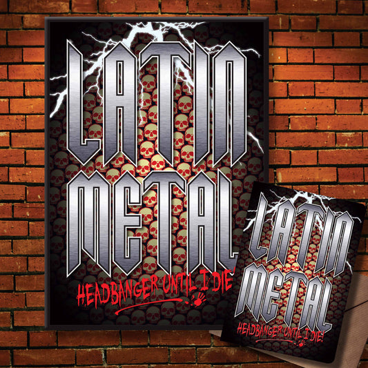 Latin Metal Headbanger Art Print + Birthday / Greetings Card