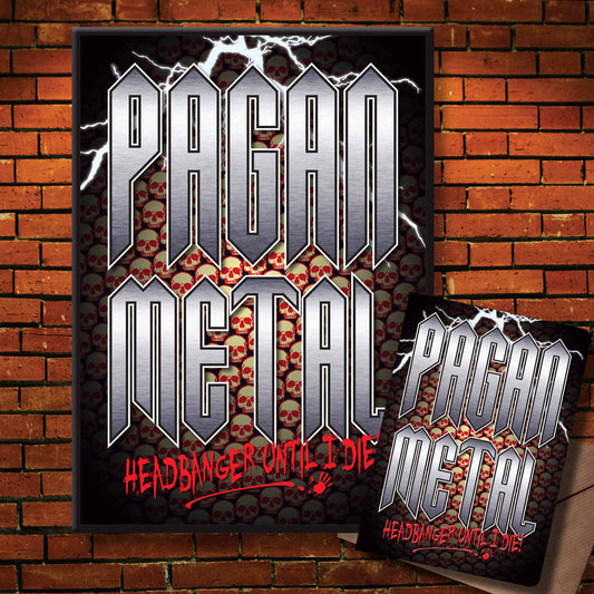 Pagan Metal Headbanger Art Print + Birthday / Greetings Card