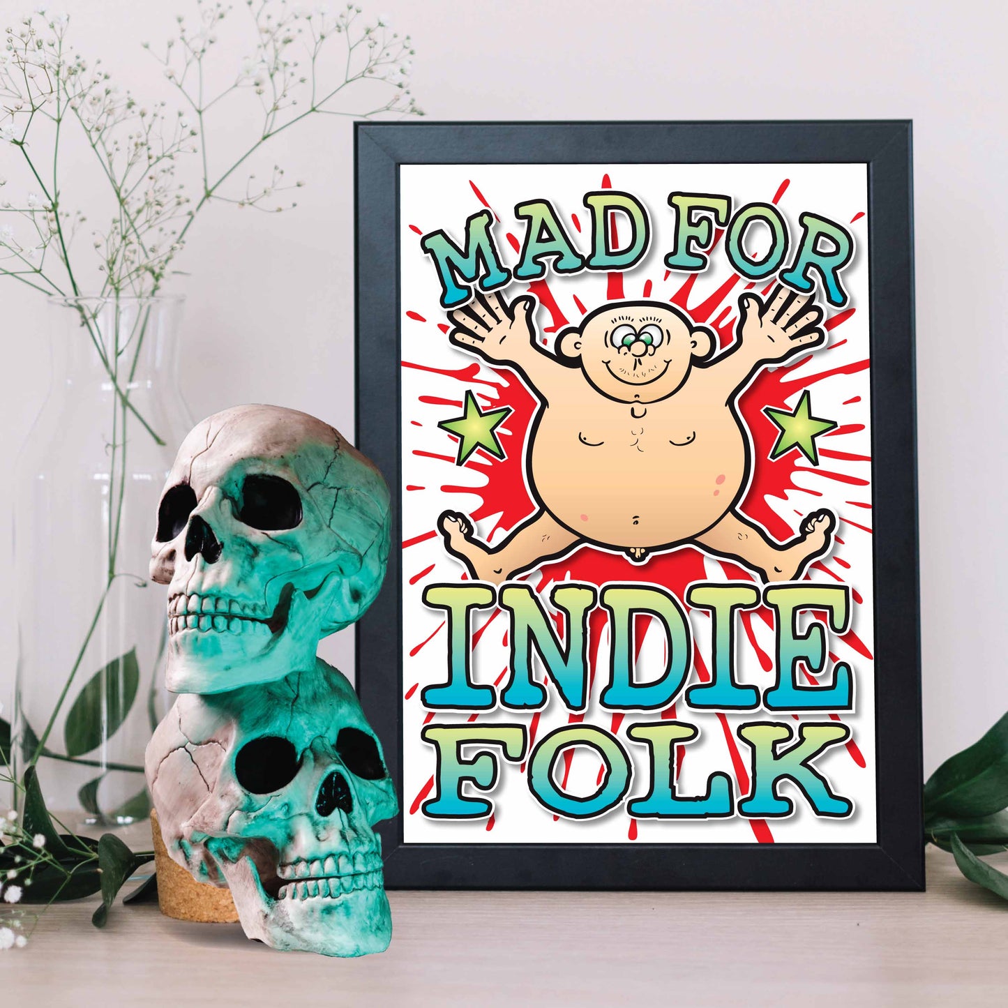 Indie Folk Art Print / Mad For Music Poster / Wall Décor