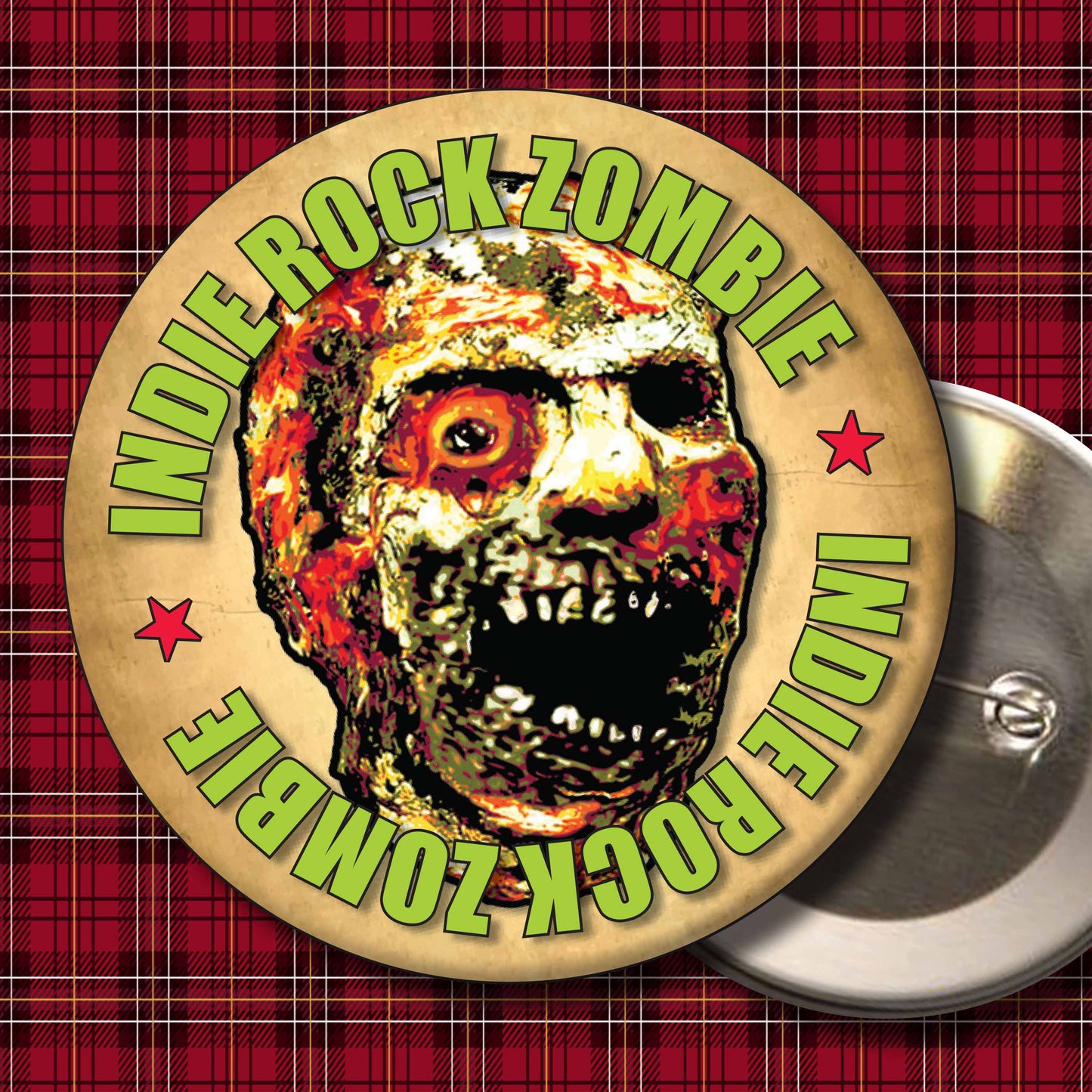 Indie Rock Zombie - Art Print + Birthday Card + Metal Pin Badge