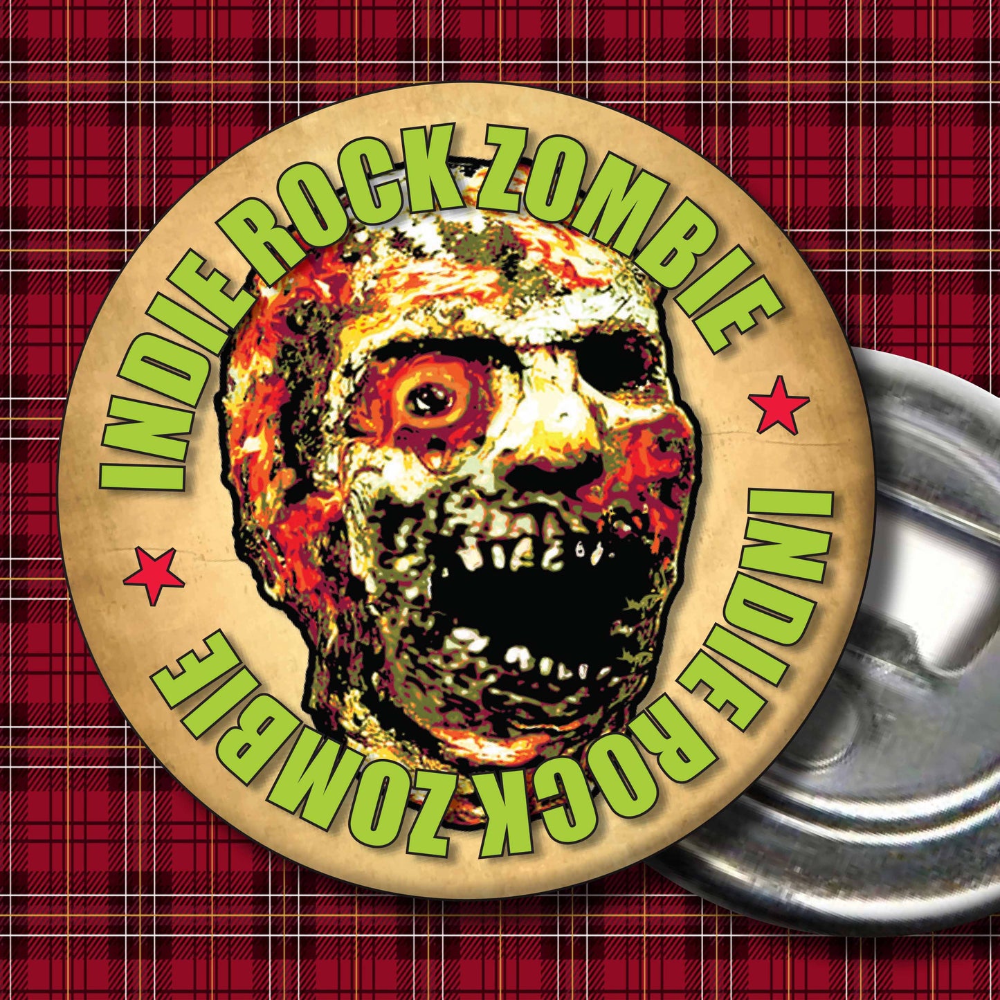 Indie Rock Zombie - Art Print + Birthday Card + Metal Pin Badge