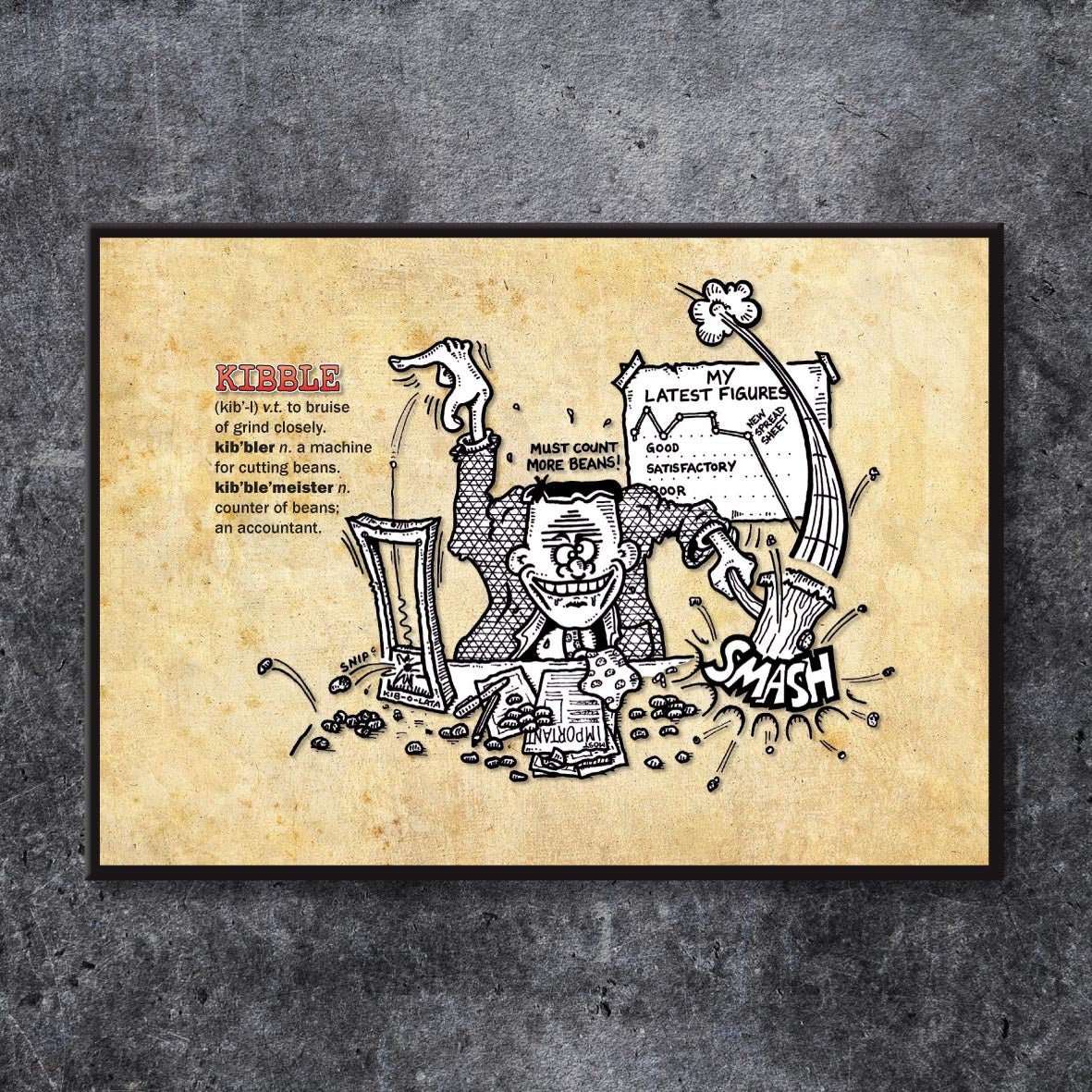 Kibble Cartoon Art Print