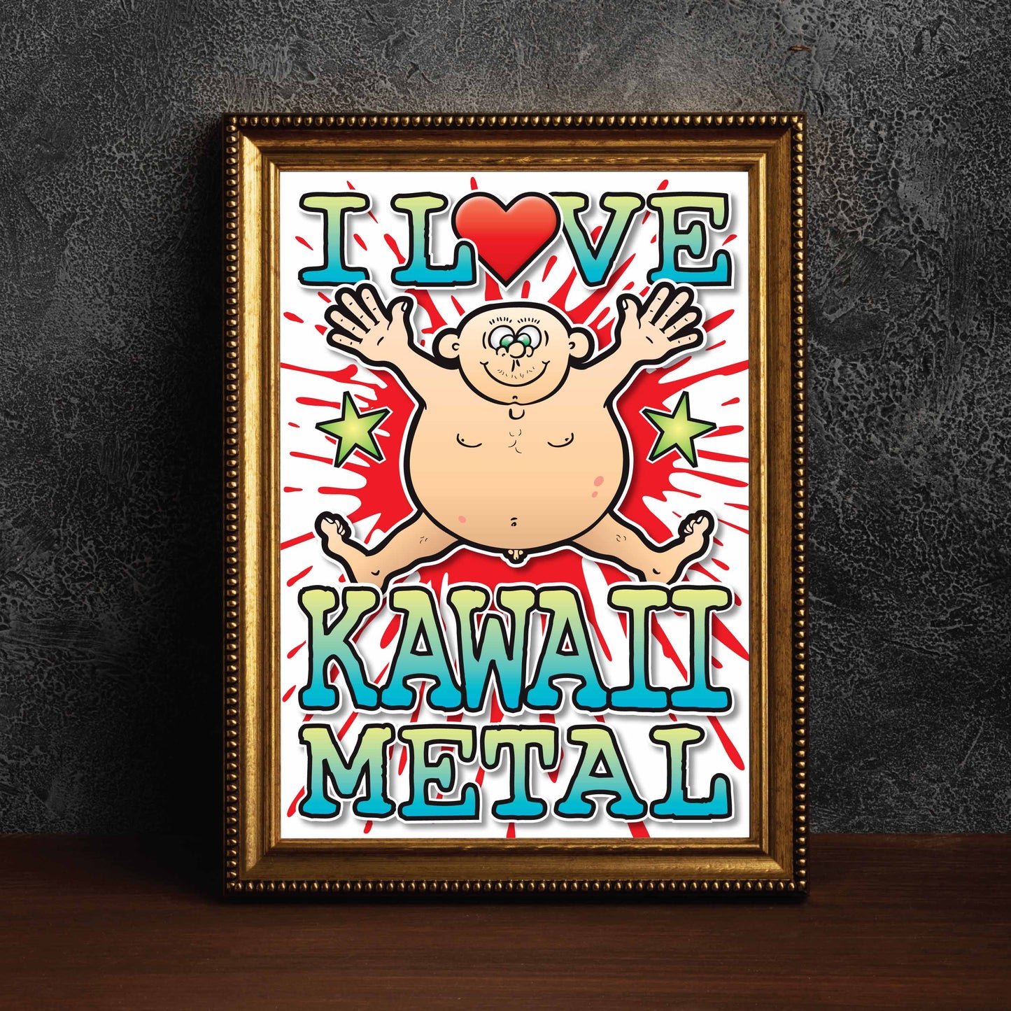 Kawaii Metal Art Print / Love Music Poster / Wall Décor / Rock Guru
