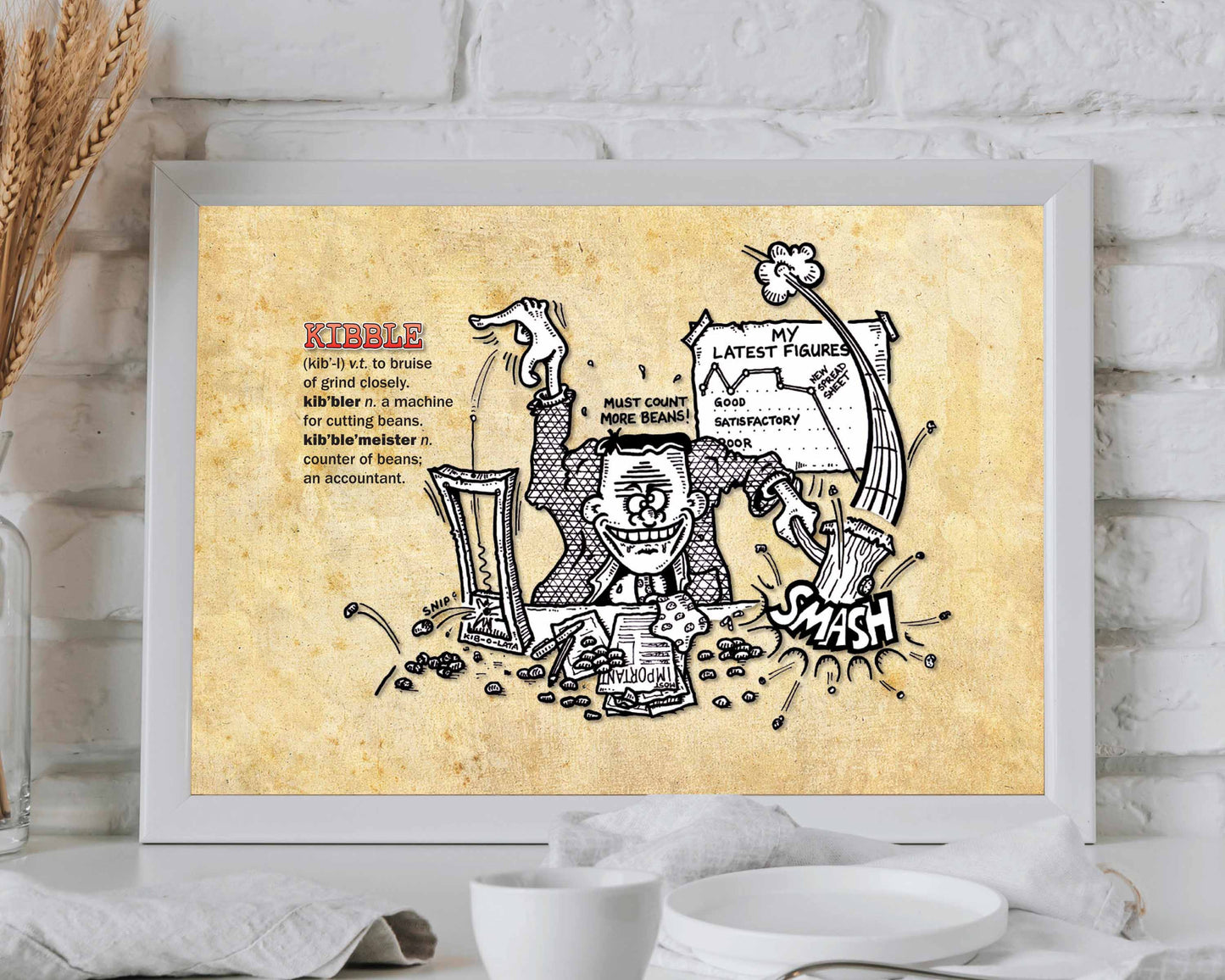 Kibble Cartoon Art Print