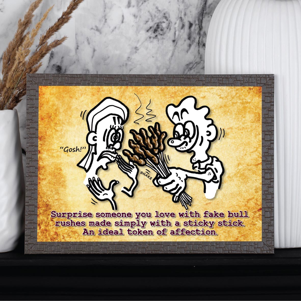 Love Bull Rushes Cartoon Art Print