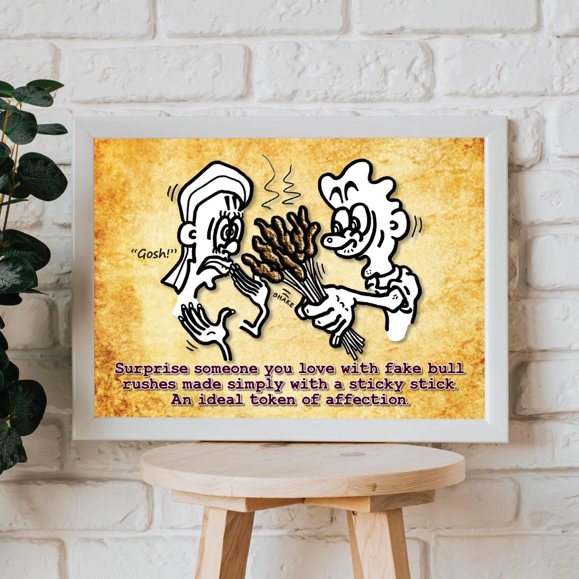Love Bull Rushes Cartoon Art Print