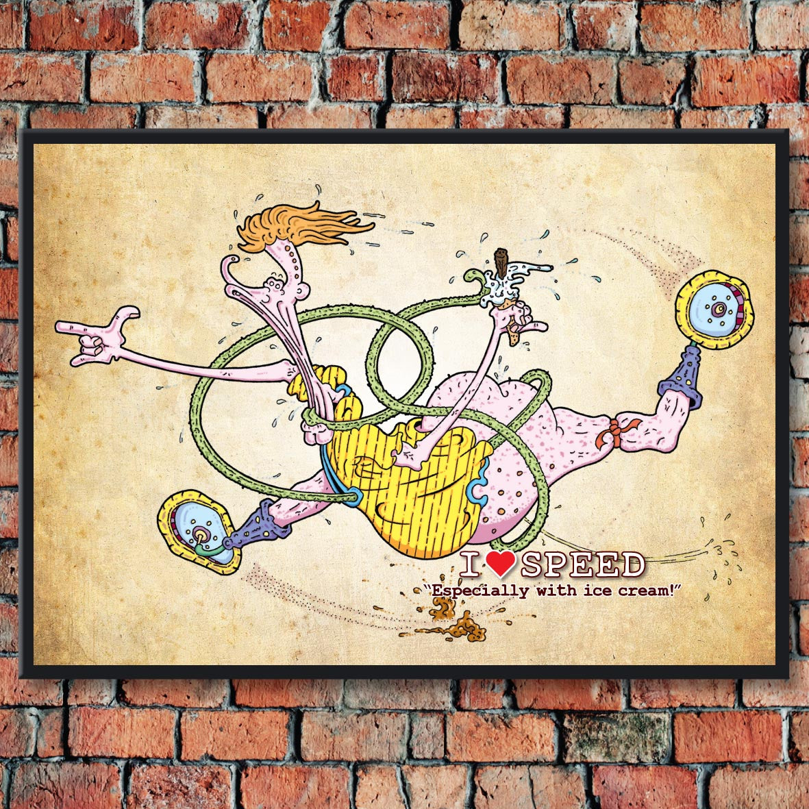 I Love Speed Cartoon Art Print