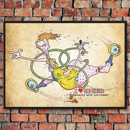 I Love Speed Cartoon Art Print