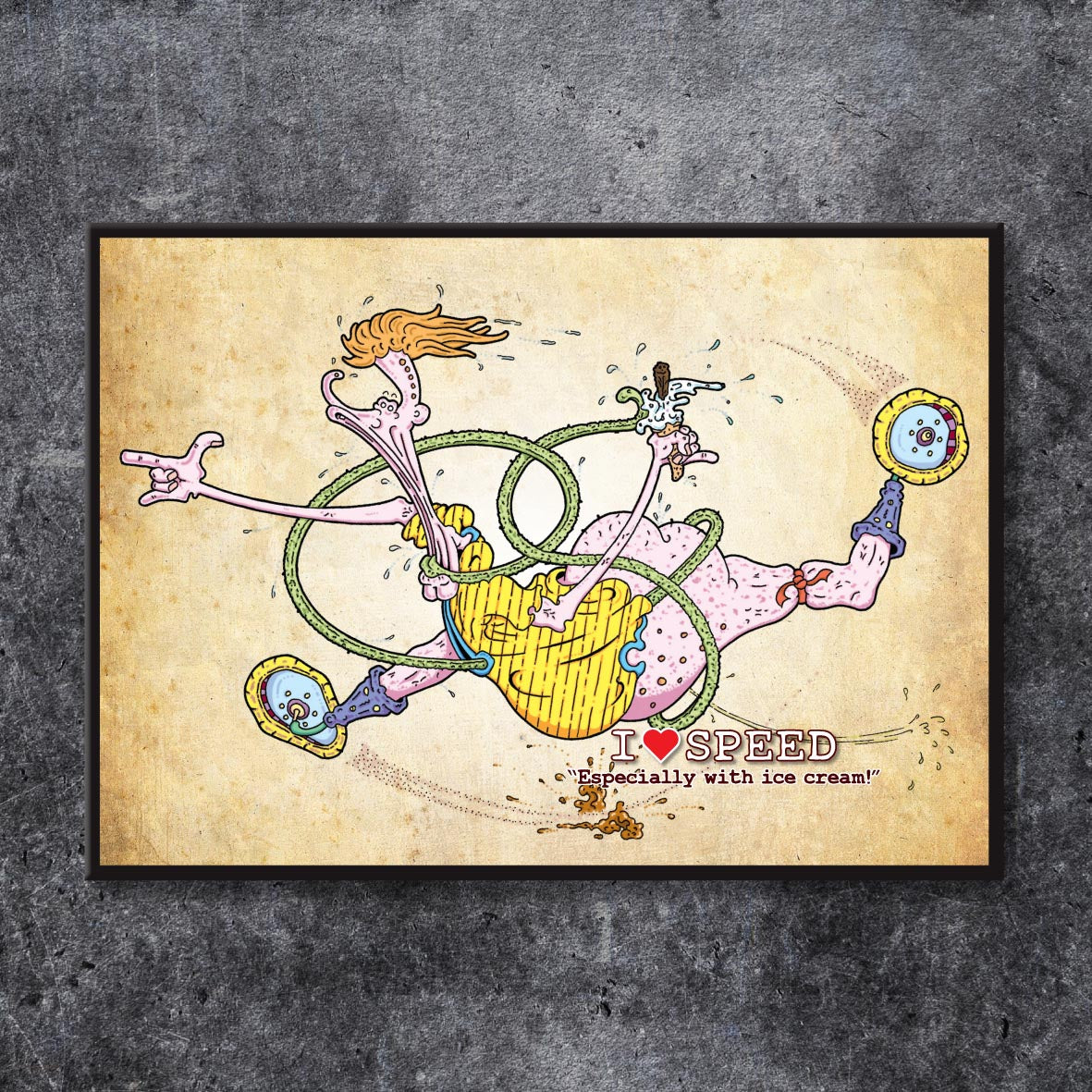 I Love Speed Cartoon Art Print