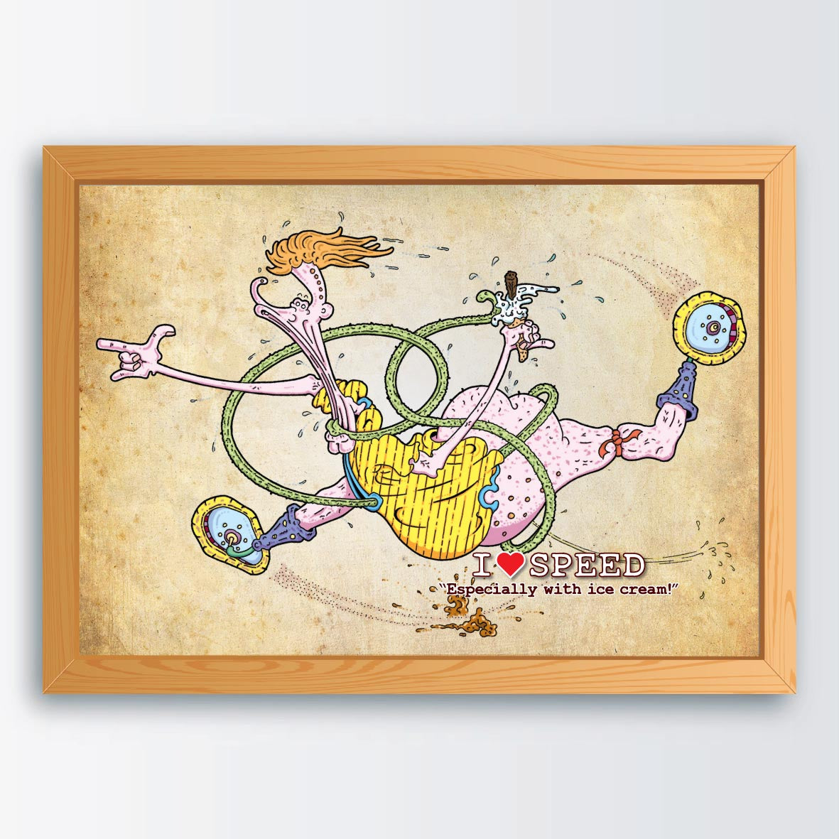 I Love Speed Cartoon Art Print