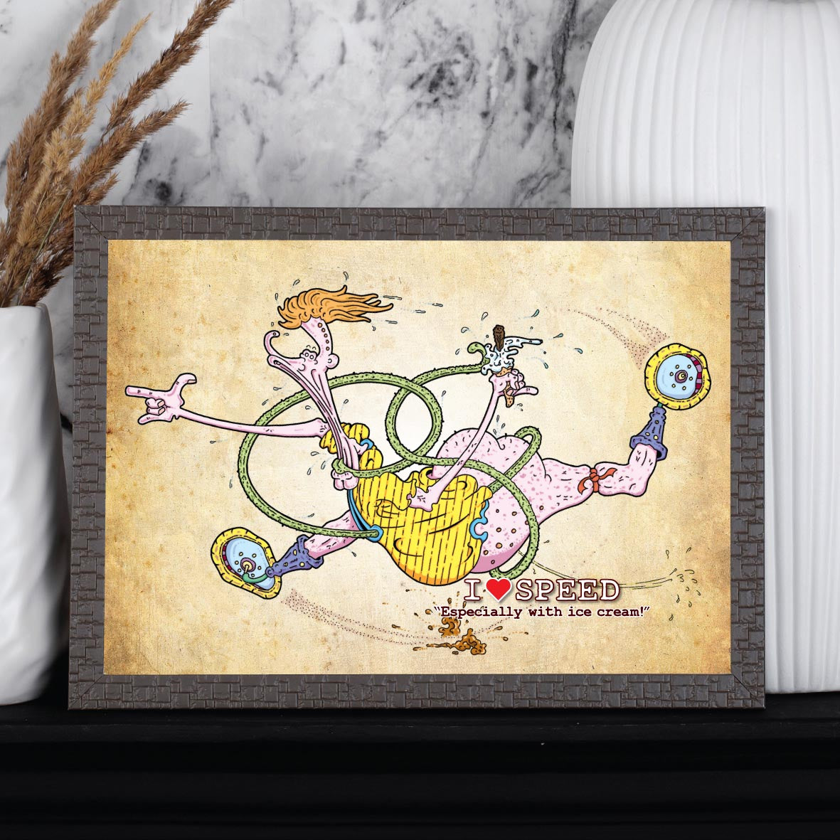 I Love Speed Cartoon Art Print