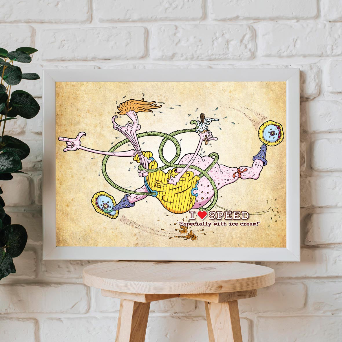 I Love Speed Cartoon Art Print