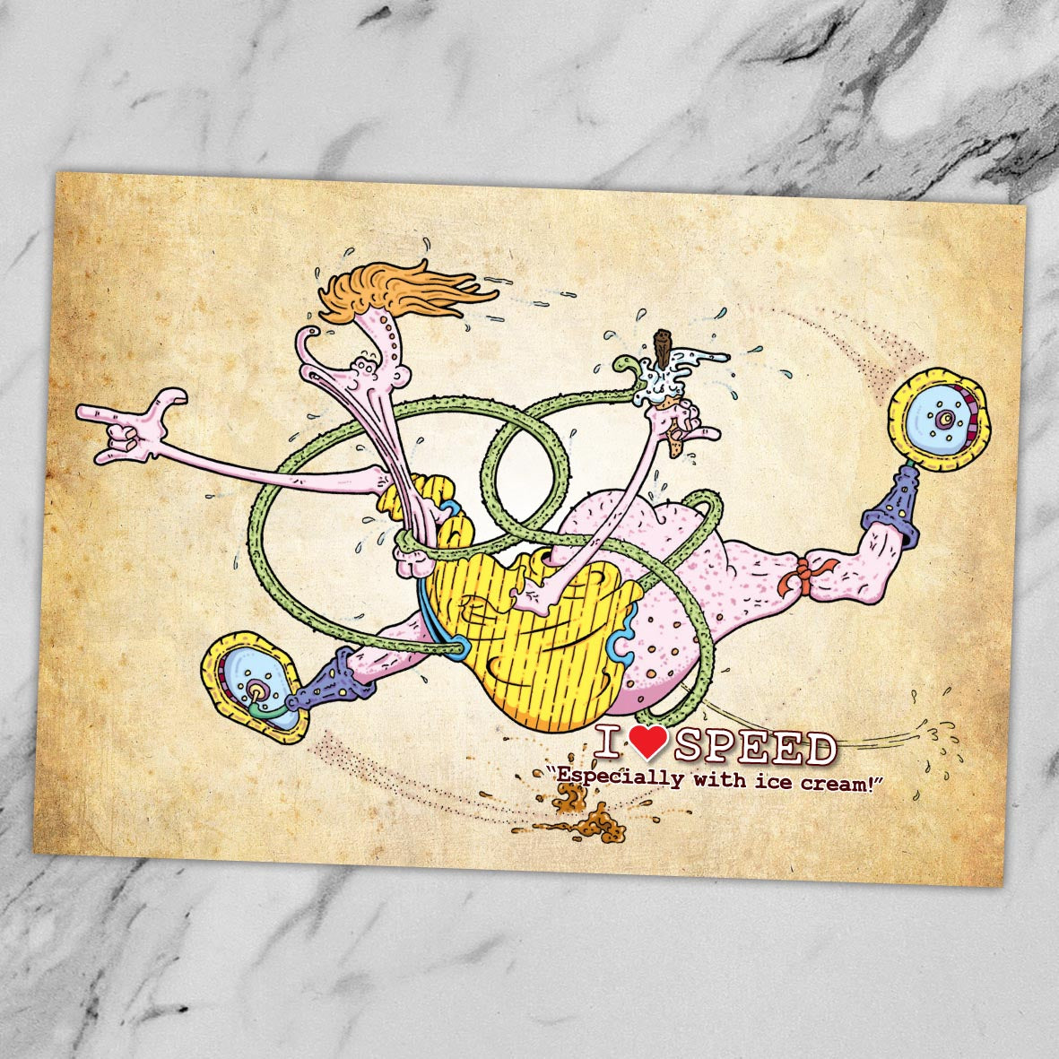 I Love Speed Cartoon Art Print