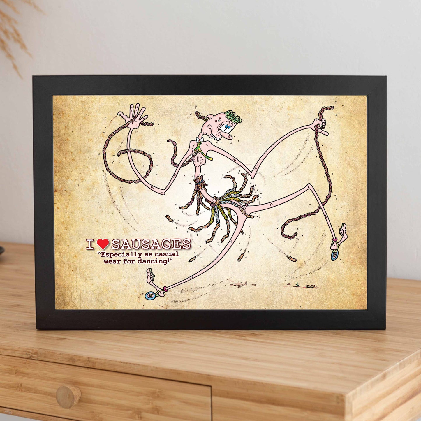 I Love Sausages Cartoon Art Print