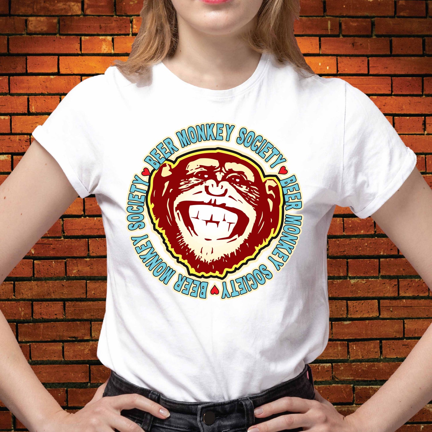 Beer Monkey Funny Slogan Cotton T-Shirt
