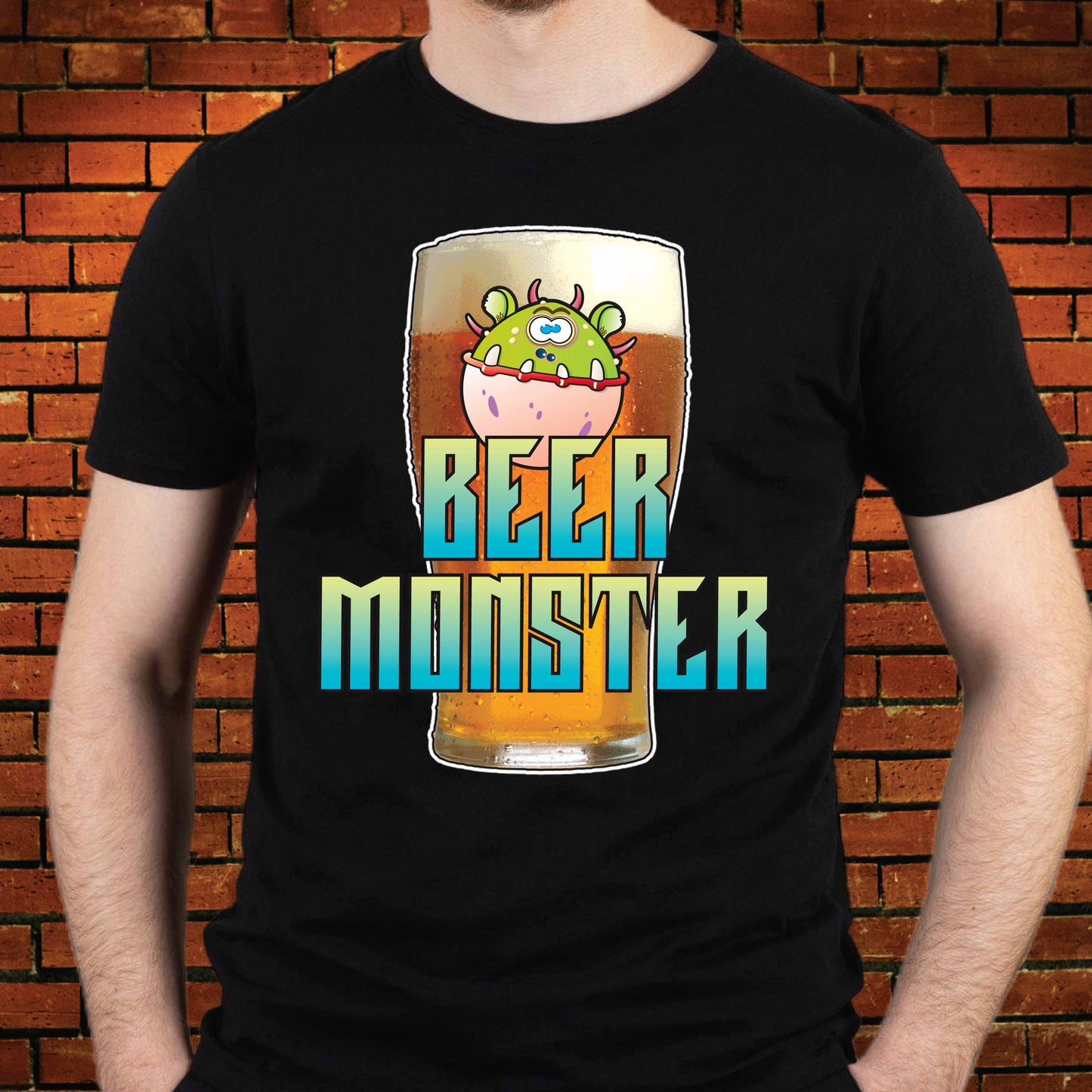 Beer Monster Funny Slogan Cotton T-Shirt