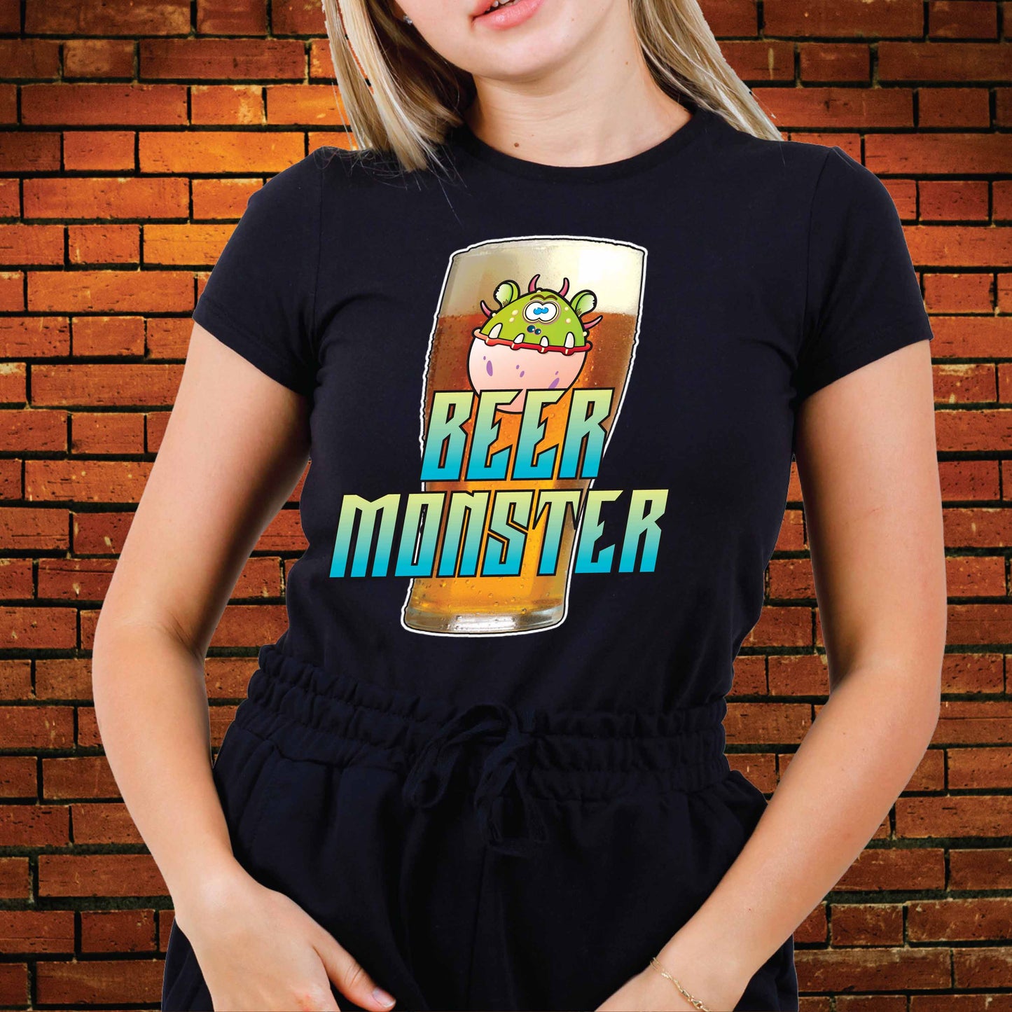 Beer Monster Funny Slogan Cotton T-Shirt