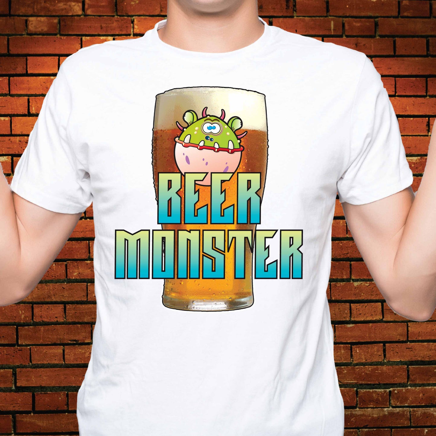 Beer Monster Funny Slogan Cotton T-Shirt