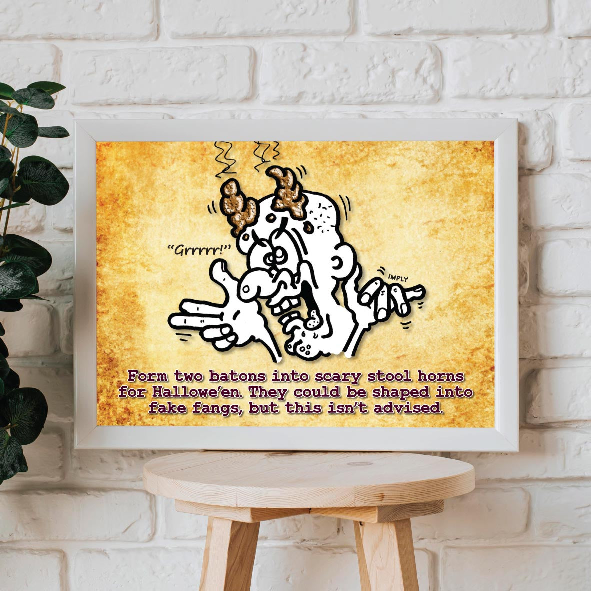 Monstrous Scary Horns Cartoon Art Print