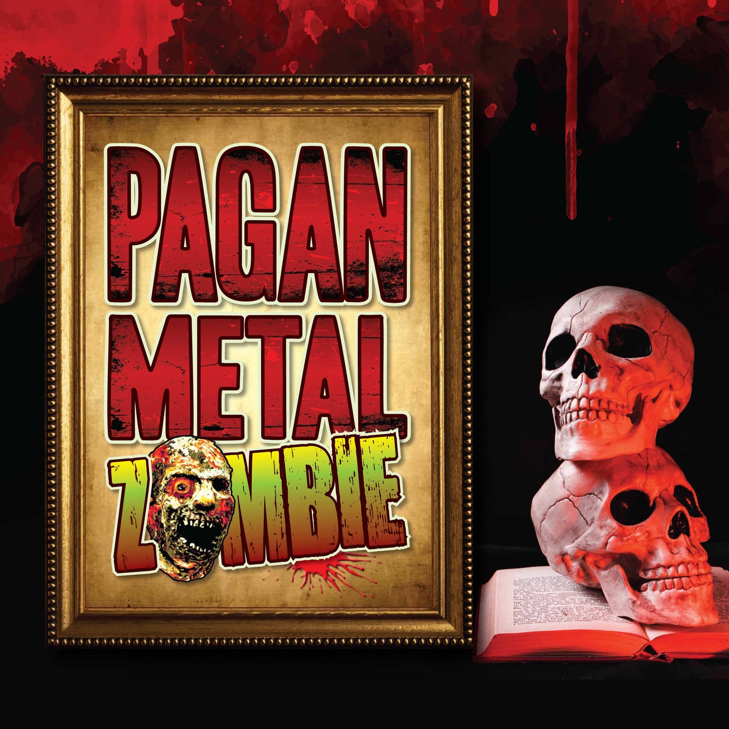 Pagan Metal Rock Zombie - Art Print + Birthday Card + Metal Pin Badge