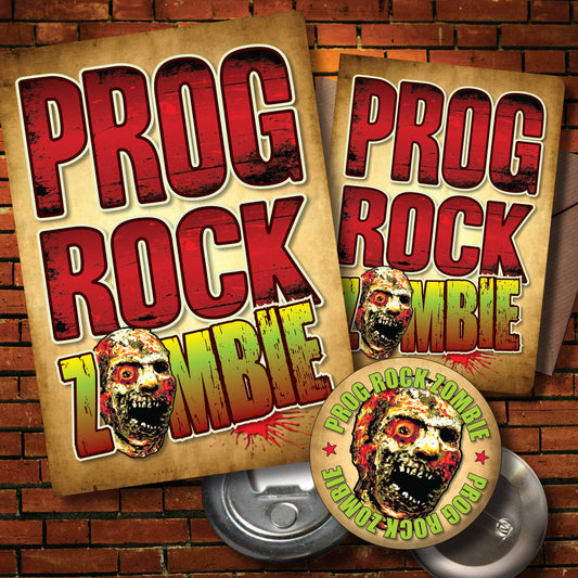 Prog Rock Zombie - Art Print + Birthday Card + Metal Pin Badge