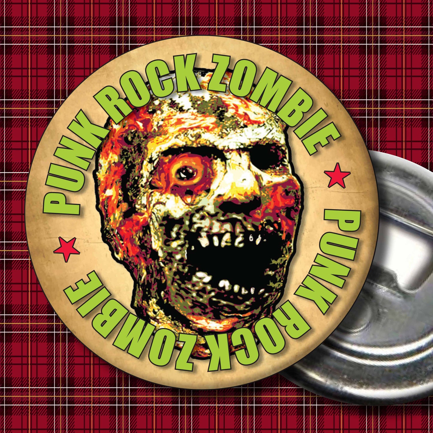 Punk Rock Zombie - Art Print + Birthday Card + Metal Pin Badge