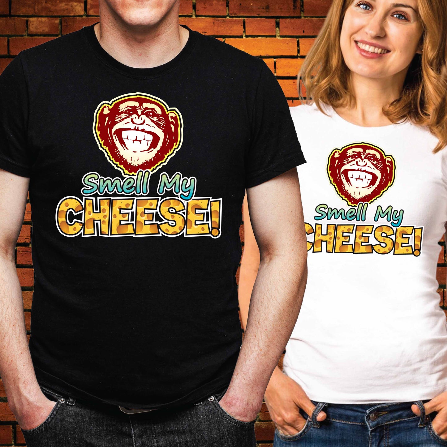 Smell My Cheese Funny Slogan Cotton T-Shirt