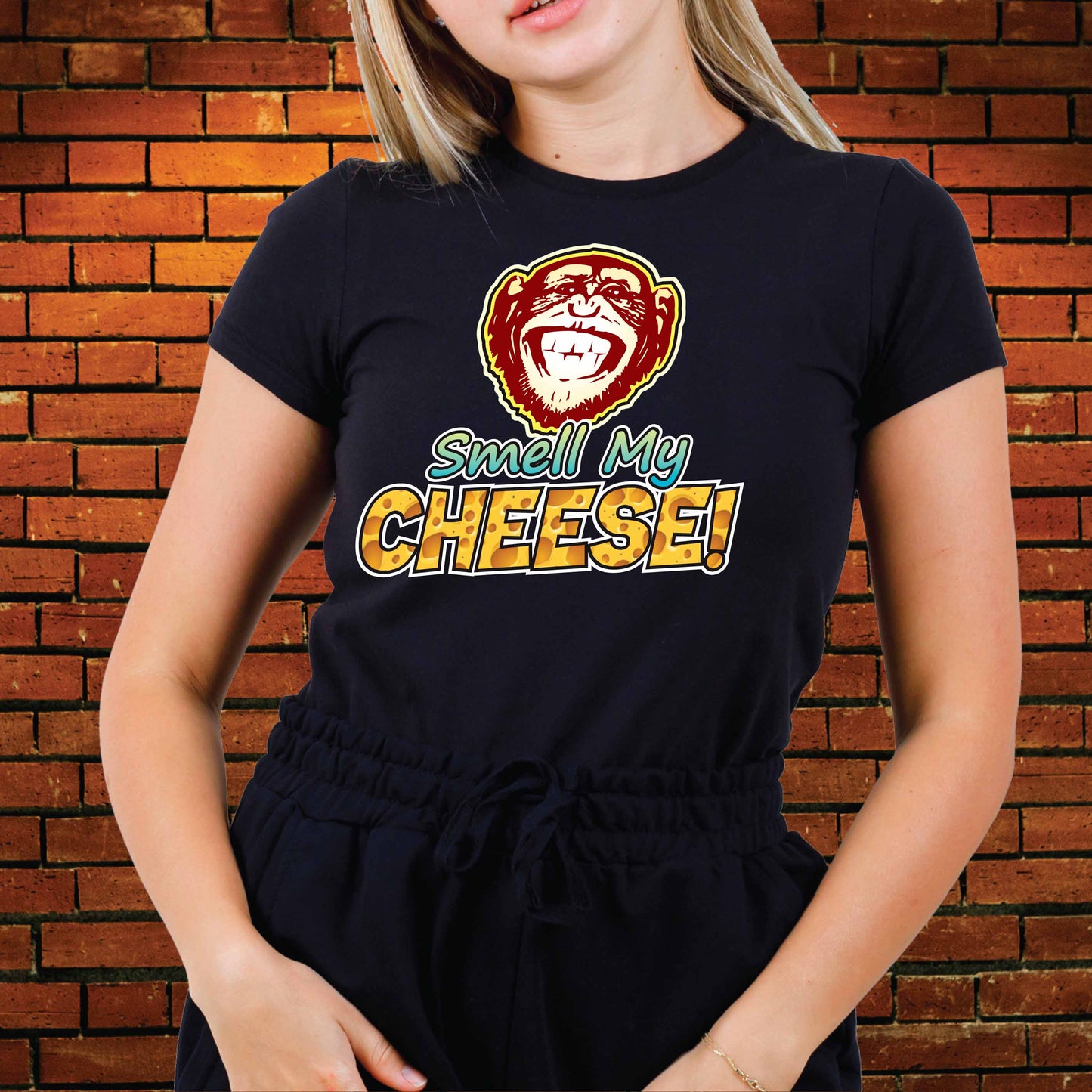 Smell My Cheese Funny Slogan Cotton T-Shirt