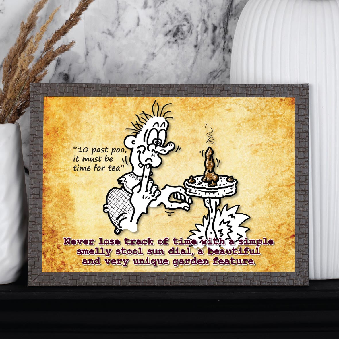 Stool Sun Dial Cartoon Art Print