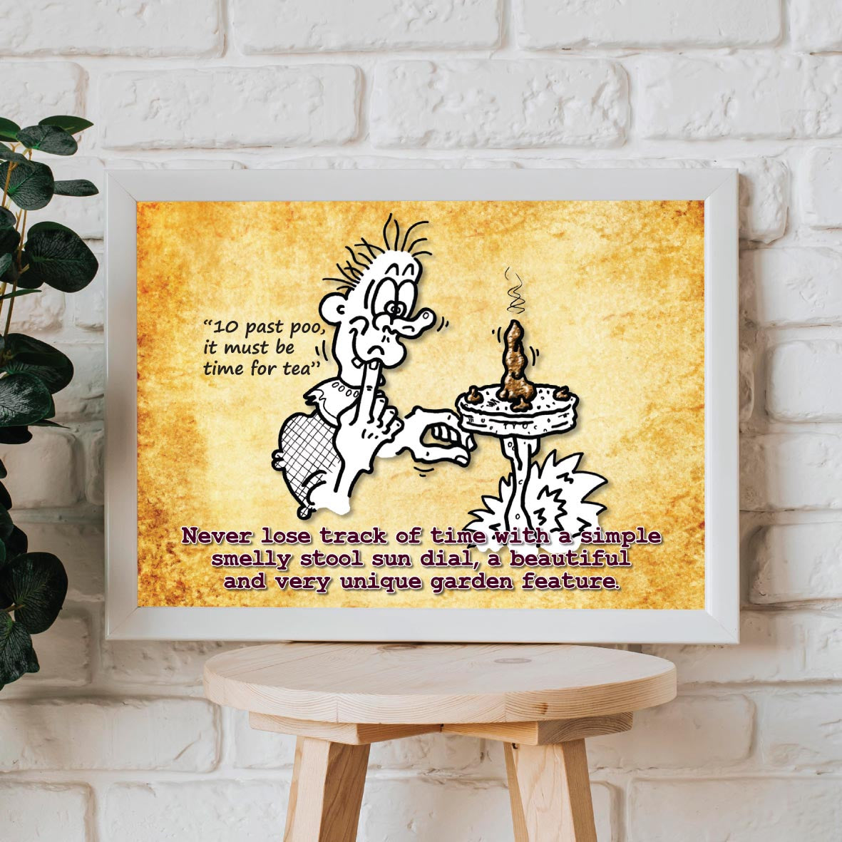 Stool Sun Dial Cartoon Art Print
