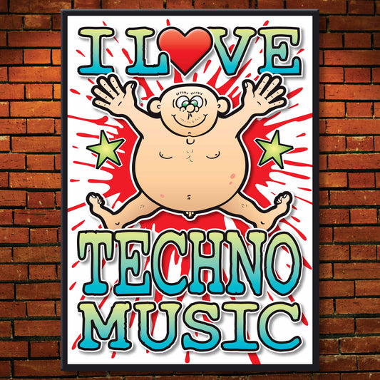 Techno Music Art Print / Love Music Poster / Wall Décor / Rock Guru