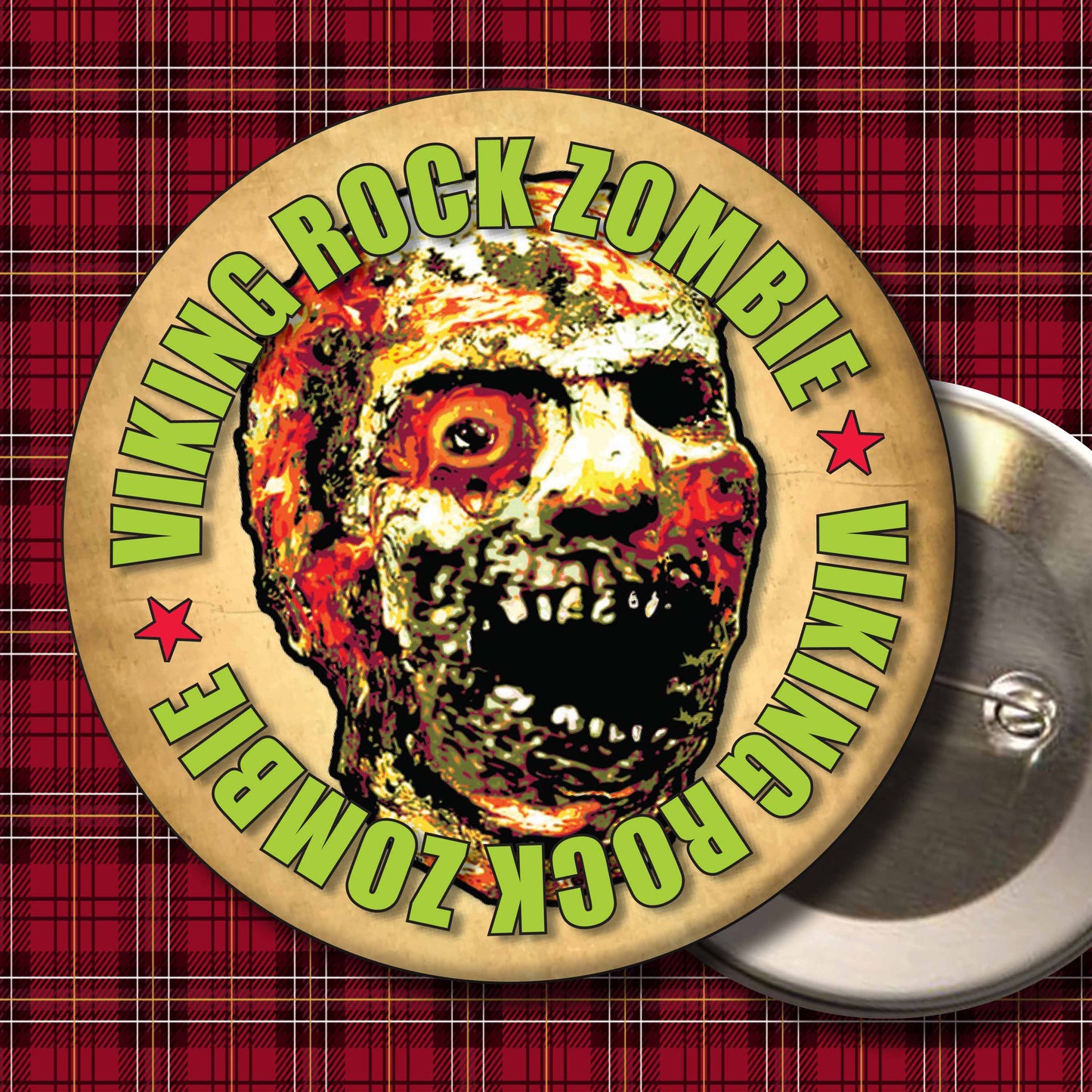 Viking Rock Zombie - Art Print + Birthday Card + Metal Pin Badge