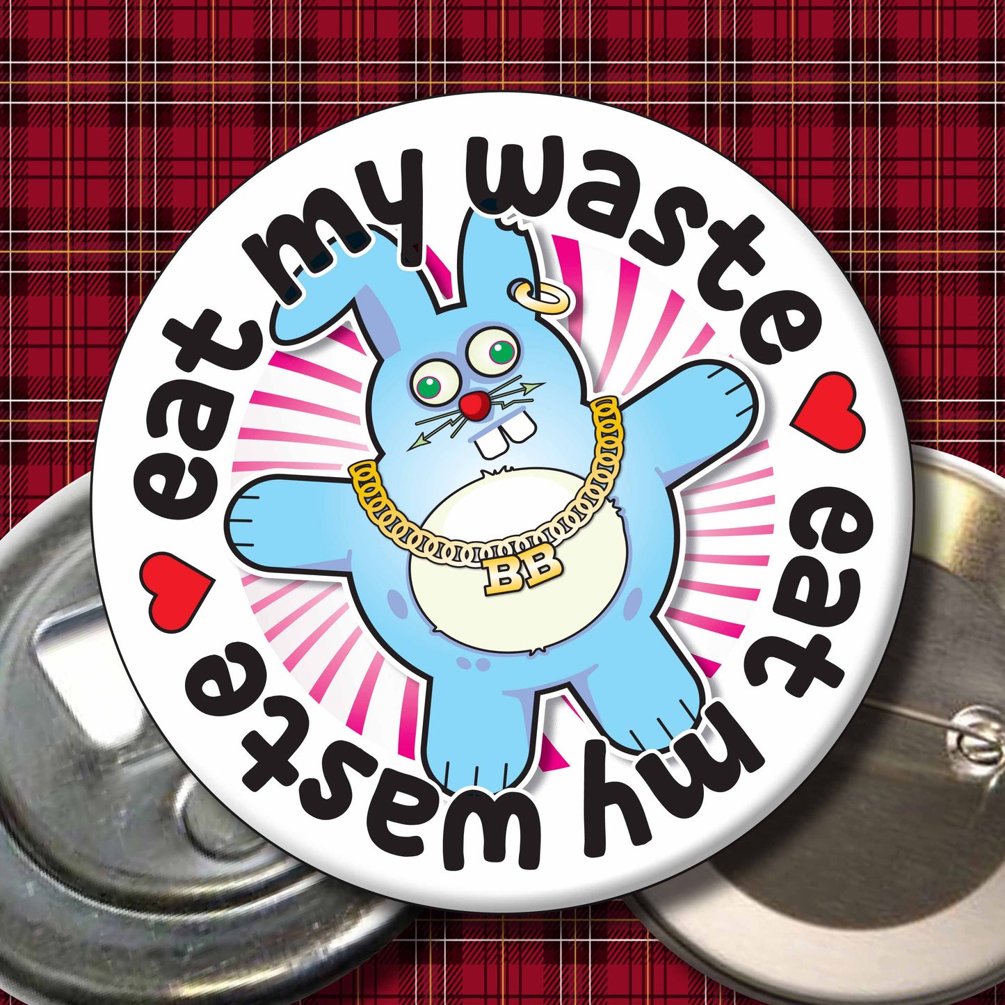 Eat My Waste - Brutal Bunny Art Print + Greetings Card + Pin Badge