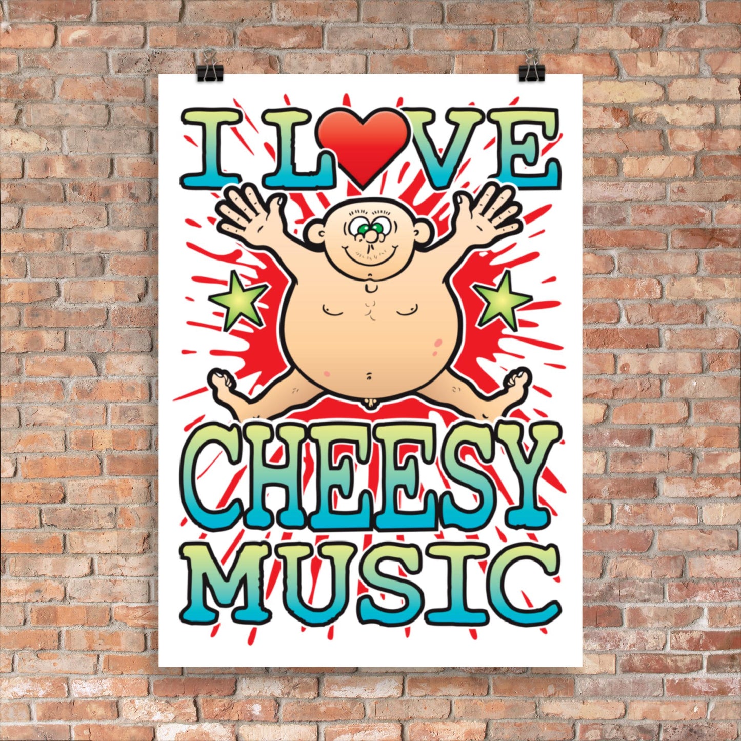 Cheesy Music 50x70cm Wall Art / Love Music Poster