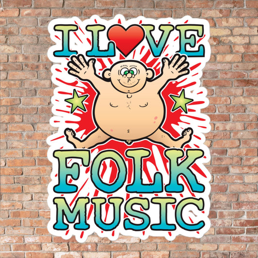 Folk Music Vinyl Kiss-Cut Sticker / 14 x 10cm
