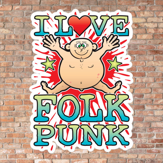 Folk Punk Vinyl Kiss-Cut Sticker / 14 x 10cm