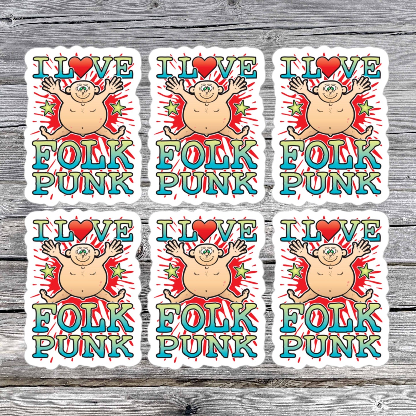 Folk Punk Vinyl Kiss-Cut Stickers